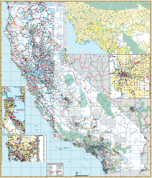 Ca12 Postcode Map California Wall Map with ZIP Codes – Keith Map Service, Inc.