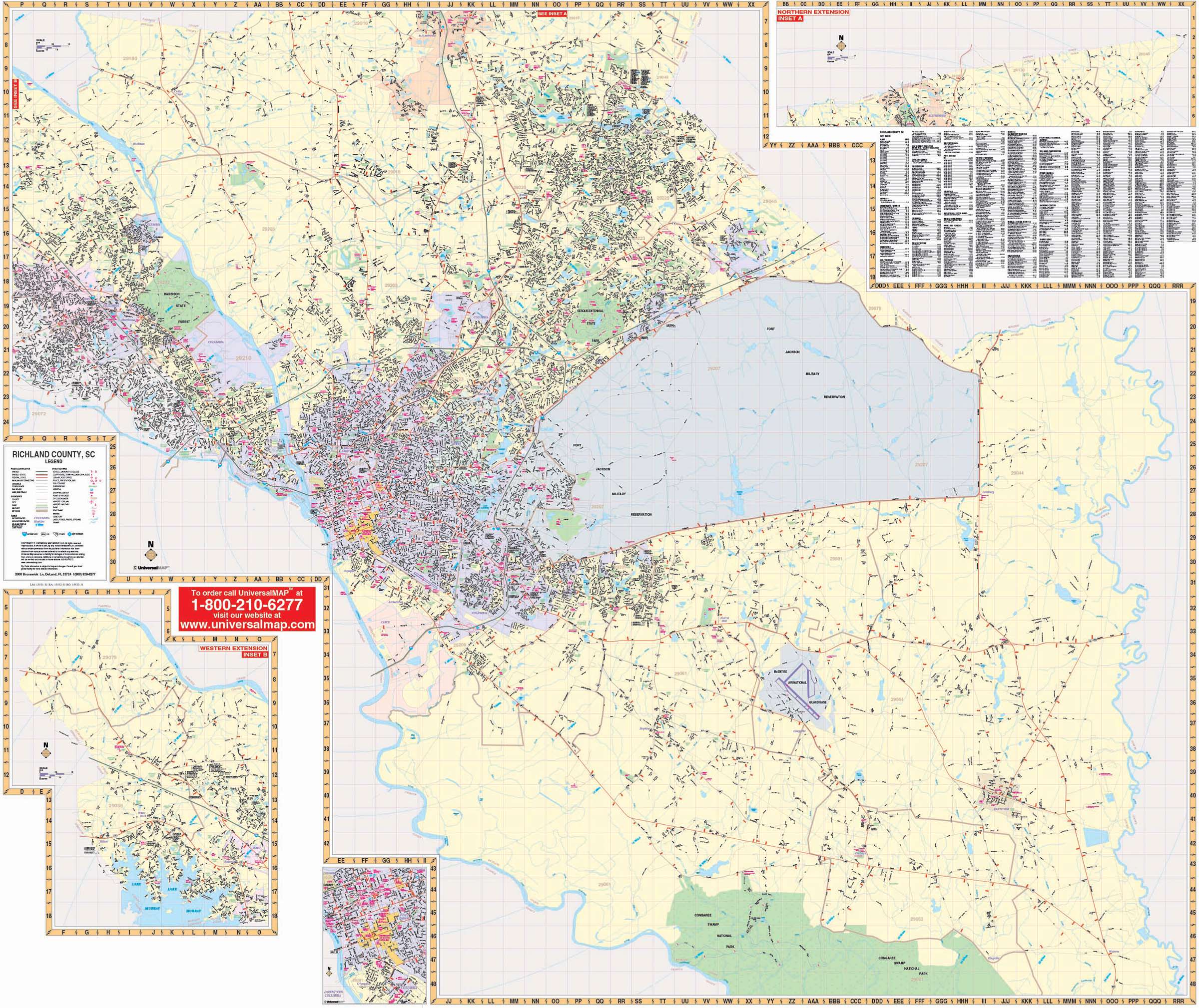 Columbia & Richland County, SC Wall Map – Keith Map Service, Inc.